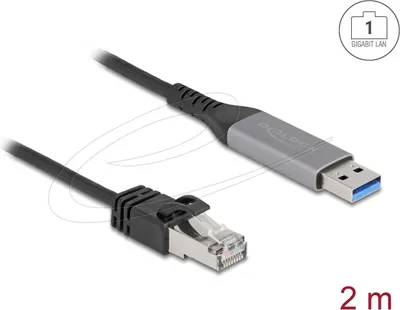 Produktbild von Delock USB LAN Kabel USB Typ-A zu RJ45 Gigabit Ethernet 2 m