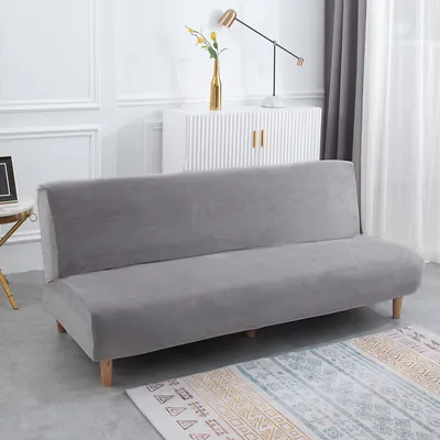 Obrázek produktu pro Easy-Going Stretch Sofa Slipcover Armless Folding Sofa Cover Furniture Protector Plain Futon Cover, Grey