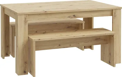 Tischgruppe Esstisch 140 x 90 mit 2 Bänken Dekor Artisan Eiche Forte