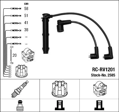 Produktbild von NGK 2585 Zündkabelsatz Zündleitungssatz für LAND ROVER Freelander SUV (L314)