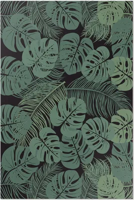 Produktbild von Illustration von tropischen Monstera-Pflanzen – Vinyl Fußmatte – 140x210 cm – Rutschfest, Pflegeleicht & Langlebig