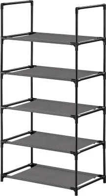 Productafbeelding van Modulaire plastic schoenenkast met 5 niveaus, 28 x 45 x 89 cm, inklapbare schoenenkast voor kleine ruimtes.