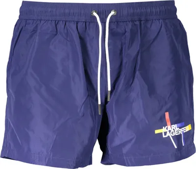 Produktbild von Elegante Badeshorts für Herren in Blau mit Taschen und Kordelzug.