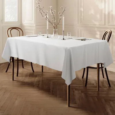 Productafbeelding van Tafelkleed 150 x 300 cm, polyester, rechthoekig, effen wit, voor keuken
