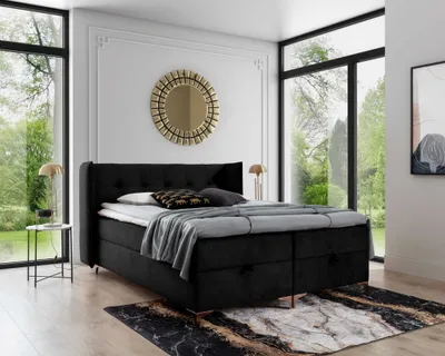 Produktbild von Bett Boxspringbett LOTIS - Doppelbett mit Multipocket-Matratze - Topper - Polsterbett mit 2 Bettkästen - H3 - ( 160x200 cm , Schwarz - Terra 99 )