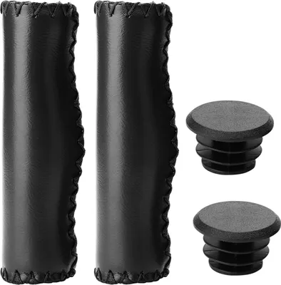 Image de 1 paire de poignées de guidon de vélo enPolyuréthanecousues à la main avec connecteur (noir)
