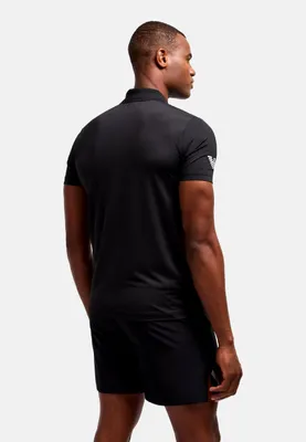 Image de Polo EA7 Ventus avec logo sur la poitrine, Noir L