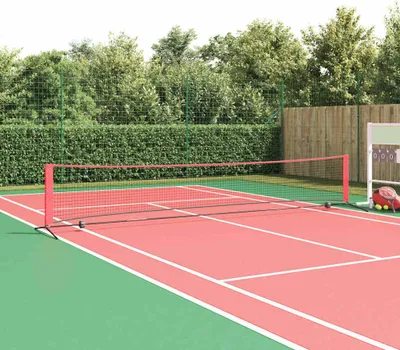 Zdjęcie produktu dla vidaXL Siatka do tenisa czarno-czerwona 494,5 x 90 x 87 cm poliester
