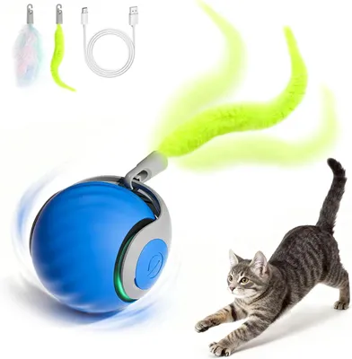 Produktbild von Interaktiver Katzenspielball, automatischer Spielball, 2 Geschwindigkeiten, wiederaufladbar, für Innen