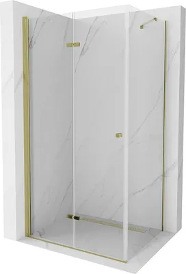 Image de Mexen Lima Cabine de douche pliante 80 x 90 cm, Transparent, Or - 856-080-090-50-00