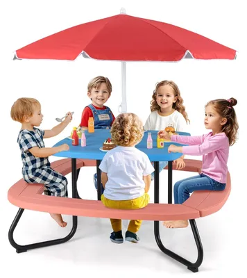 Immagine prodotto di Set da gioco - Set da giardino per bambini - Tavolo da picnic - Set da gioco per esterni - Gruppo di sedute per bambini - Per 8 bambini
