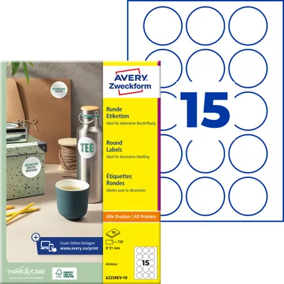 Immagine prodotto di AVERY Zweckform 6225REV-10 Etichette di etichettatura, diametro: 51 mm