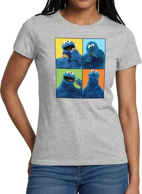 Produktbild von Spreadshirt Sesamstraße Krümelmonster Posen Frauen T-Shirt, XXL, Grau meliert