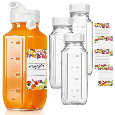 4 Glasflaschen 500 ml mit Ausgießer und Skala