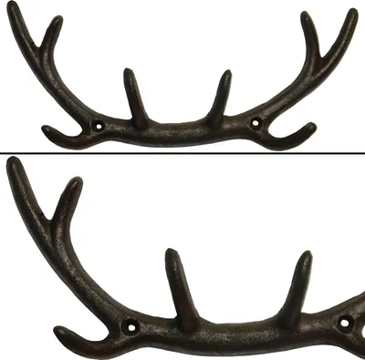 Esschert Design 3er Set Wandhaken Mit Hirsch-Motiv – Aus Gusseisen, Je Ca. 22x9,9x28 Cm, Rustikale Garderobenhaken Für Flur Oder Wohnzimmer