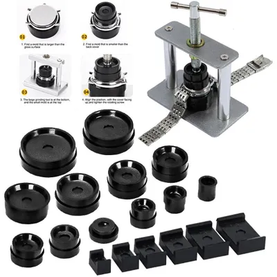 Image de Set de presse pour réparation de montres Outil d'insertion 18 matrices 16-50mm Accessoires