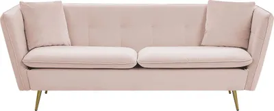 Produktbild von BELIANI Sofa Rosa Samtstoff 3-Sitzer mit 2 Zierkissen Metallbeine in Gold Polsterbezug Glamouröser Stil Wohnzimmermöbel