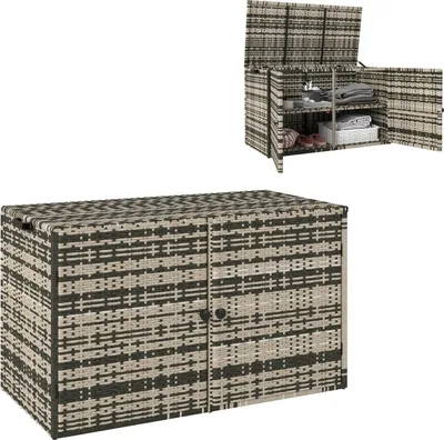 Produktbild von Rattan Auflagenbox 350L 2-Ebenne wetterfest Kissenbox mit Deckel Hebestangen Tragegriffe UV-beständig Gartenbox Gartentruhe für Garten Terrasse