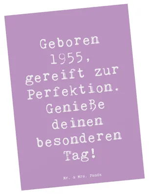 Produktbild von Mr. & Mrs. Panda Postkarte Spruch 1955 Geburtstag - Lavendeltraum - Geschenk, Fotokarte, Alter, Ansichtskarten, Ansichtskarte, Happy Birthday, Geburtstagskind, Lebensjahr
