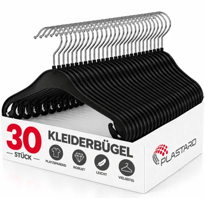 Produktbild von Plastard NA43 Alltags-Kleiderbügel 30 Stück -drehbarer Haken, platzsparend