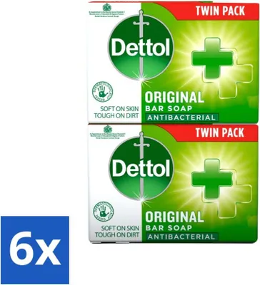 Obrázok produktu pre Dettol mydlové tablety - originál - antibakteriálne - 2x 100g mydlových tabliet - hodnotné balenie - 6 kusov