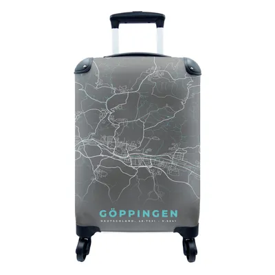 Produktbild von MuchoWow® Koffer Handgepäck Trolley Rollkoffer Kleine Reisekoffer mit 4 Rollen - Blau - Deutschland - Karte - Stadtplan - Göppingen - Cabin Size < 55x40x23 cm & 55x40x20 cm - Fotokoffer - Kabinenkoffer - Boardgepäck - Reise-Box - Reisekoffer - Reisegepäck - Koffer mit Bild - Trolley für Kinder