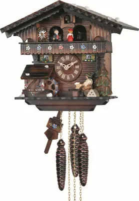 Obrázok produktu pre Engstler - 442_MT - Kukučkové hodiny - 1-dňový reťazový strojček - orech - s hudbou a tancujúcim párom - 26 cm