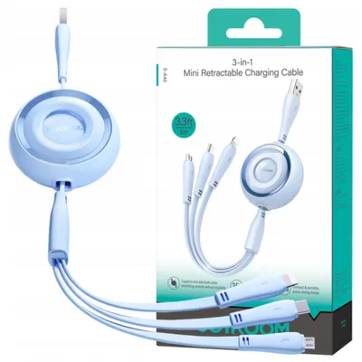 Image de Câble 3W1 Joyroom Colorful Usb Do Usb-C/Lightning/Micro Usb 3.5A, 1M (Niebieski)