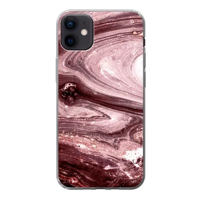 Produktbild von MuchoWow® Handyhülle Schutzhülle Hülle für iPhone 12 mini Marmor - Gold - Rosa Silikon Softcase Handy Hülle - Bild