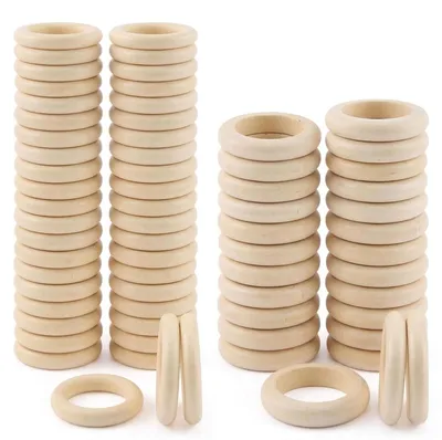 Produktbild von Holzringe zum Basteln - 70 Stück Makramee Ringe für DIY Schmuck und Handwerk - 45 mm und 55 mm