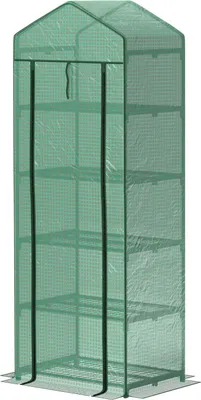 Zdjęcie produktu dla Szklarnia z drzwiami rolowanymi, półkami, szklarnia foliowa odporna na zimę ze stali, szklarnia na balkon, ogród, domek na pomidory 69 x 49 x 193 cm, szklarnia na pomidory na pomidory, warzywa, kwiaty, zieleń Aosom