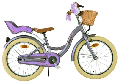 Zdjęcie produktu dla Rower dziecięcy Volare Blossom - dziewczęcy - 18 cali - fioletowy - z hamulcem nożnym - z koszykiem - z siedziskiem dla lalki