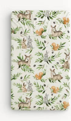 Image de Drap housse en coton pour lit bébé 120x60 cm - Vert forêt