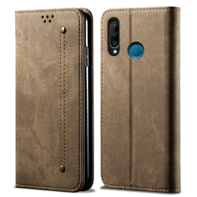 Obrázek produktu pro Huawei P30 Lite Pouzdro, Kožené Peněženkové Pouzdro s Magnetickým Uzavíráním a Pouzdro s Funkcí Stojánku pro Huawei P30 Lite Khaki