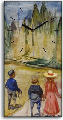 Produktbild von Wanduhr Bürouhr Leinwand Bild Geräuschlos Kunstdruck 30x60 Der Märchen wald - schwarze Hände