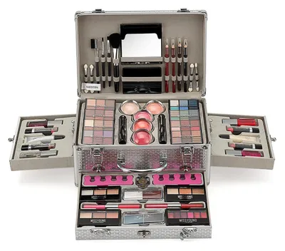 Produktbild von Make-up Geschenkset für Gesicht, Augen und Lippen mit Lidschatten, Lippenstift, Rouge, Mascara, Pinsel MC1149-sliver
