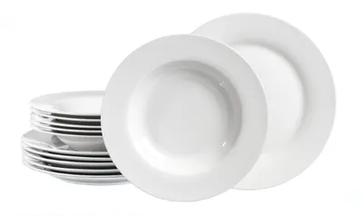 Porzellan-Tafelservies Bianco, 12-tlg., weiß, spülmaschinengeeignet
