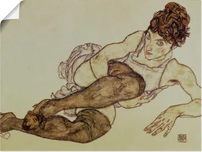 Produktbild von Egon Schiele: Liegende Frau mit grünen Strümpfen. 1917, Produkt:Poster, Größe:30x40 cm / Poster
