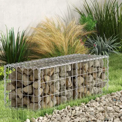 Produktbild von Faziango Gabione Steingabionen Steinkorb 100x30x30 cm 2er-Set – Gabionenwand Set inklusive 8 Aufhängehaken