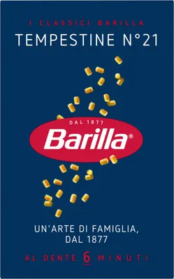Produktbild von Barilla Tempestine Nr.21 Pasta – 12 x 500 g (6 kg) | Feine Suppennudeln/Pastina, al dente in 6 Min., 100% Hartweizengrieß – ideal für Brühen, Minestrone & Kindergerichte + Italian Gourmet polpa