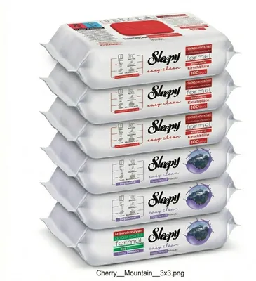 Produktbild von Sleepy Easy Clean Oberflächenreinigungstücher – 3x100 Kirsche + 3x100 Montain | schnelle Pflege