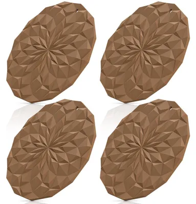 Immagine prodotto di Sottobicchieri in silicone, confezione da 4 pezzi, diametro 18,8 cm, resistenti al calore, spessi, ideali per pentole e padelle calde