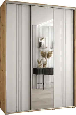 Produktbild von MEBLE KRYSPOL Davos 7 Schrank, drei Türen - 235,2x180x45 cm - Artisan Weiß Silber
