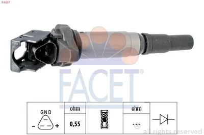 Produktbild von FACET 9.6507 Zündspule für BMW 3 Touring (E91) 3 Limousine (E90) 5 Touring (F11) 3 Limousine (E46) 1 Schrägheck (E87)