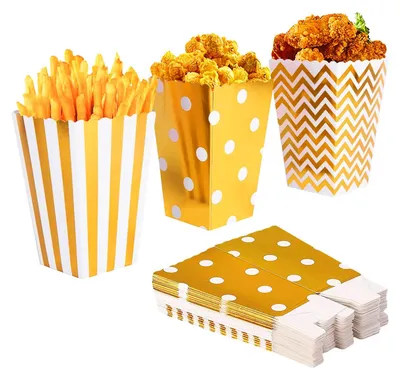 Popcorntüten 60 Stück, Gold, für Partys & Filmabend