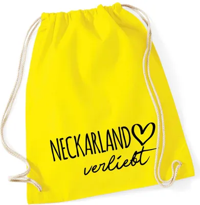Produktbild von Huuraa Turnbeutel Neckarland verliebt 12 Liter Yellow Baumwolle Rucksack Geschenkidee