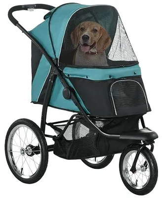 Imagen del producto de Carrito plegable para perros y gatos, hasta 20 kg, color verde oscuro