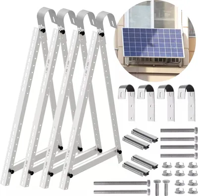 Obrázok produktu pre Pre 2 solárne moduly Prémiová montážna súprava Držiak PV 114 cm Balkónový terén Balkónová elektráreň Držiak Výška Balkónové zábradlie Okrúhle