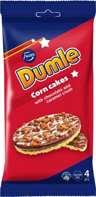 Produktbild von Fazer Dumle Schoko-Maiswaffeln mit Karamellstückchen – 4 Stück (66 g)