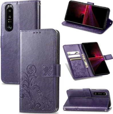 Produktbild von König Design Hülle kompatibel mit Sony Xperia 1 III Kunstleder Handyhülle - Handy Case Violett